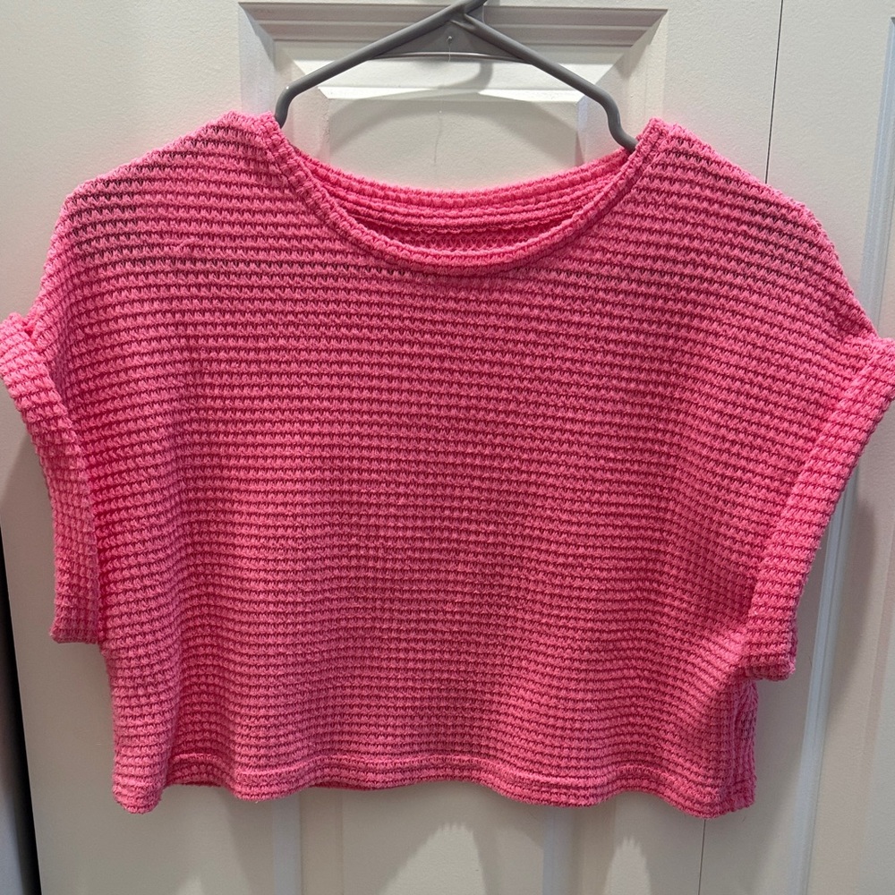 SHEIN Hot Pink Cropped Knit Top